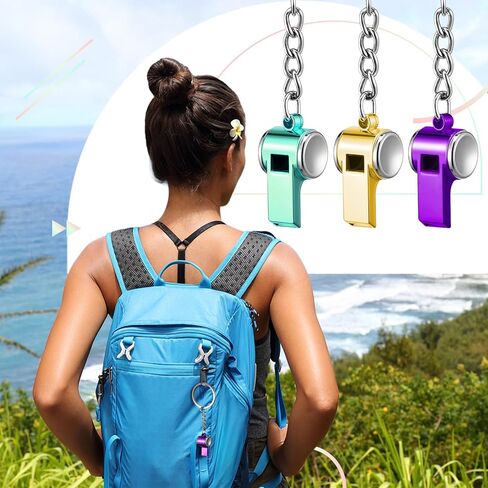 8 Pcs Multicolor Mini Steel Whistles with Keychains for Coaches Gift, Funny Whistles Bulk Cute Loud Ideal for Outdoor Sports Emergency Captain Referee Teacher Basketball Training Gift in Saudi Arabia