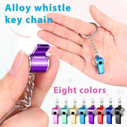 8 Pcs Multicolor Mini Steel Whistles with Keychains for Coaches Gift, Funny Whistles Bulk Cute Loud Ideal for Outdoor Sports Emergency Captain Referee Teacher Basketball Training Gift in Saudi Arabia