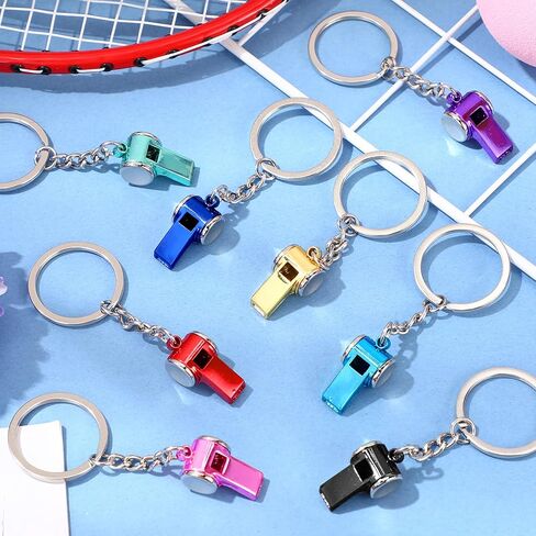 8 Pcs Multicolor Mini Steel Whistles with Keychains for Coaches Gift, Funny Whistles Bulk Cute Loud Ideal for Outdoor Sports Emergency Captain Referee Teacher Basketball Training Gift in Saudi Arabia