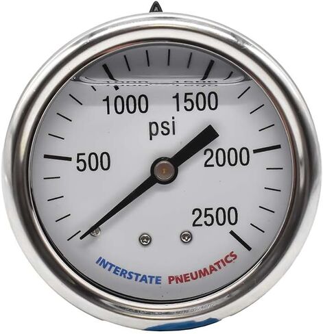 Interstate Pneumatics G7122-2500 Oil Filled Pressure Gauge 2500 PSI 2-1/2 Inch Dial 1/4 Inch NPT Rear Mount in Saudi Arabia