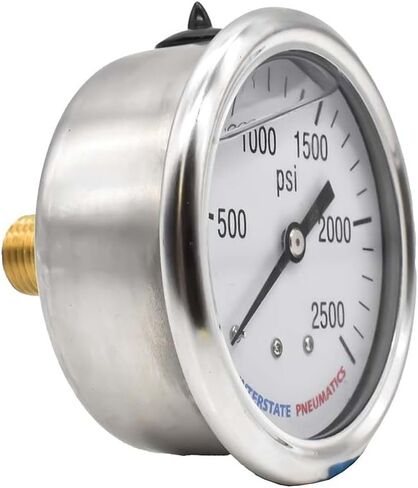 Interstate Pneumatics G7122-2500 Oil Filled Pressure Gauge 2500 PSI 2-1/2 Inch Dial 1/4 Inch NPT Rear Mount in Saudi Arabia