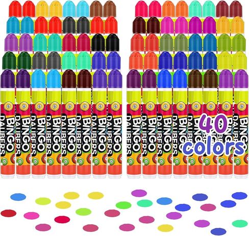 Crtiin 80 Pack Dot Markers 40 ألوان متنوعة Bingo Daubers مجموعة 0.4 أوقية نقطة فن الطلاء Marker Bulk Bingo Game Supplies لطفل صغير مرحلة ما قبل المدرسة. in Saudi Arabia