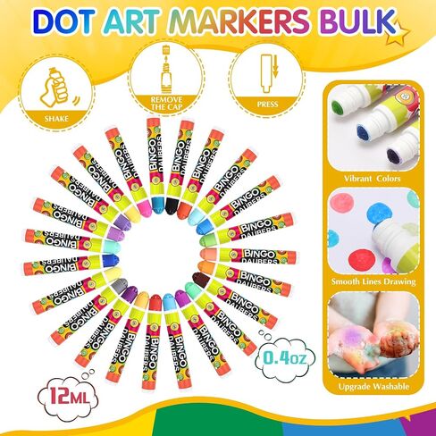 Crtiin 80 Pack Dot Markers 40 ألوان متنوعة Bingo Daubers مجموعة 0.4 أوقية نقطة فن الطلاء Marker Bulk Bingo Game Supplies لطفل صغير مرحلة ما قبل المدرسة. in Saudi Arabia