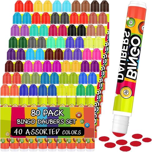 Crtiin 80 Pack Dot Markers 40 ألوان متنوعة Bingo Daubers مجموعة 0.4 أوقية نقطة فن الطلاء Marker Bulk Bingo Game Supplies لطفل صغير مرحلة ما قبل المدرسة. in Saudi Arabia