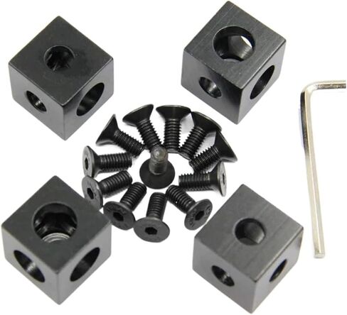 2020 Angle Bracket Set 2020 Aluminum Profile 4pcs Angle Bracket + 12pcs M6 Screws Aluminum Extrusion Profile(Black) in Saudi Arabia