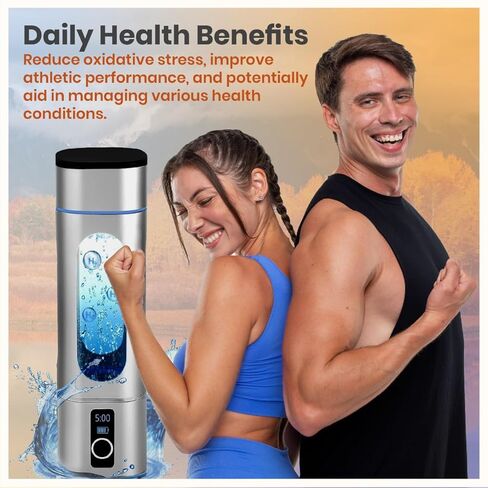 Hydrogen Water Bottle Generator – 8000PPB | SPE/PEM Technology | BPA-Free 280mL with Platinum Electrodes | Portable USB Rechargeable H2 Maker for Gym, Travel & Daily Use in Saudi Arabia