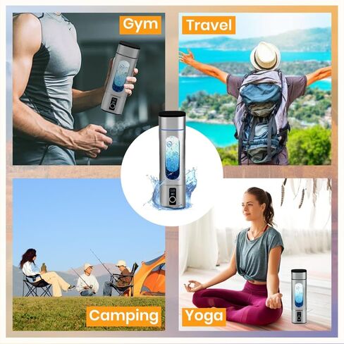 Hydrogen Water Bottle Generator – 8000PPB | SPE/PEM Technology | BPA-Free 280mL with Platinum Electrodes | Portable USB Rechargeable H2 Maker for Gym, Travel & Daily Use in Saudi Arabia