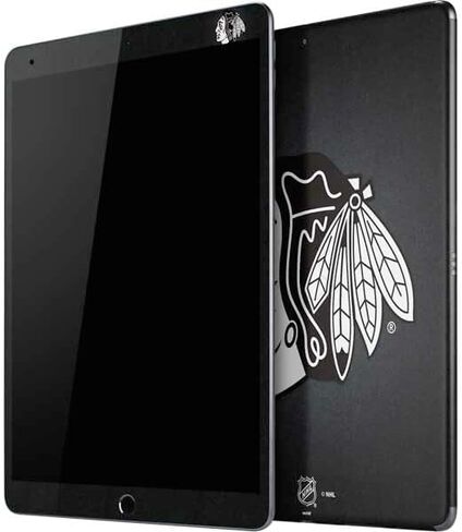 Skinit Skinit Tablet Sweat متوافق مع Ipad Air 13in M2 (2024) - تصميم NHL Chicago Blackhawks للخلفية الأسود المرخص رسميًا in Saudi Arabia