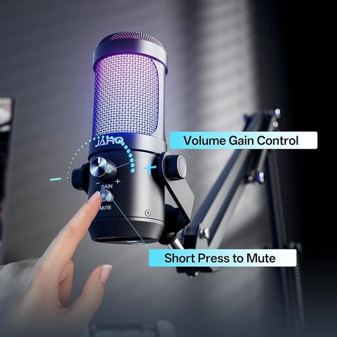 JARO USB Condenser Microphone with Boom Arm Studio Mic for Gaming, Podcast, Recording Real-Time Monitoring & Mute in Saudi Arabia