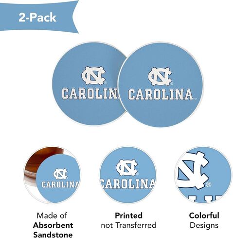 Desert Cactus University of North Carolina Chapel Hills Car Accessories Absorbent Sandstone Cup Coasters Licensed Product Set of 2 (Design A) in Saudi Arabia