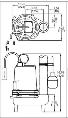 Barnes 96747 Model SE411 مضخة الحوض الغازية-الكفاءة العالية للاستخدام السكني ، المكره من الحديد الزهر ، 4/10 حصان ، 7500 GPH ، بدون مفتاح تعويم ، سلك مقاوم للماء ، 16.76 بوصة × 8 بوصة in Kuwait