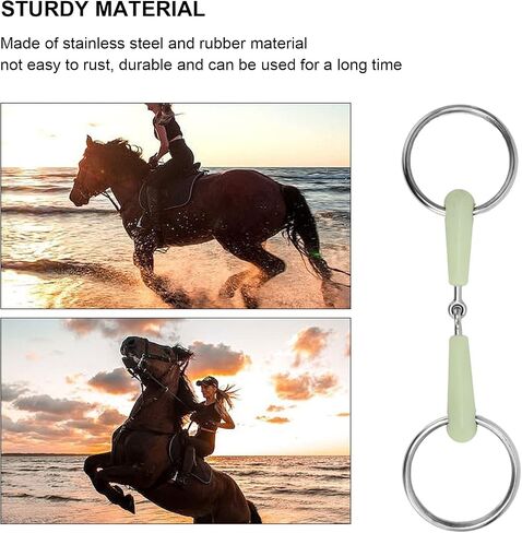 pssopp الحصان snaffle بت ، محسن الأداء الفولاذ المقاوم للصدأ الفولاذ فضفاضة الفم مع نكهة الطويلة استخدام فم الحصان المطاط لتدريب وركوب الخيل in Saudi Arabia