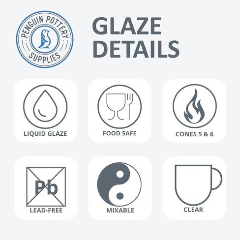 Penguin Pottery - Ceramic Glaze - Mid-Fire Cone 5 & 6 - Base Series - Glossy Clear - 16 oz | 473 ml in Kuwait