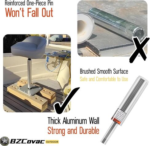 3/4" Boat Seat Pin Post (2-Pack, 6"), Lock-in Style Non-Threaded Pedestal Post for Marine Boat Seat Mounting, Aluminum Extension Pole for Pontoon, Fishing Boat, Bass Boat, and More in Kuwait