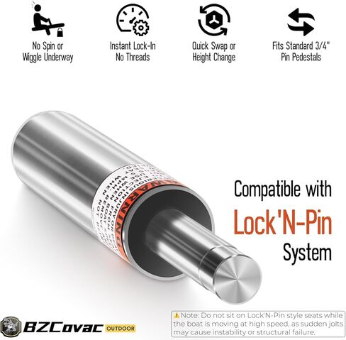 3/4" Boat Seat Pin Post (2-Pack, 6"), Lock-in Style Non-Threaded Pedestal Post for Marine Boat Seat Mounting, Aluminum Extension Pole for Pontoon, Fishing Boat, Bass Boat, and More in Kuwait