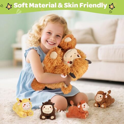KMUYSL Toys for Girls Ages 3 4 5 6 7 8+ Years - Unicorn Mommy Stuffed Animal with 4 Baby Unicorns in Her Tummy, Soft Unicorn Plush Toys Set, Christmas Birthday Gifts for Baby, Toddler, Kids in Saudi Arabia