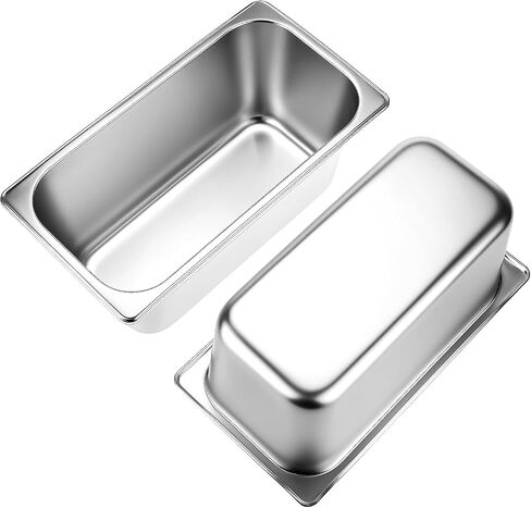 Qwork Stains Stains Hotel Pan Set-1/3 حجم ، مقالي ببخار عمق 6 بوصات ، 5 بوصات ، من الدرج التجاري ، صينية تقديم الطعام in Saudi Arabia
