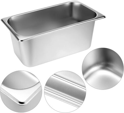 Qwork Stains Stains Hotel Pan Set-1/3 حجم ، مقالي ببخار عمق 6 بوصات ، 5 بوصات ، من الدرج التجاري ، صينية تقديم الطعام in Saudi Arabia