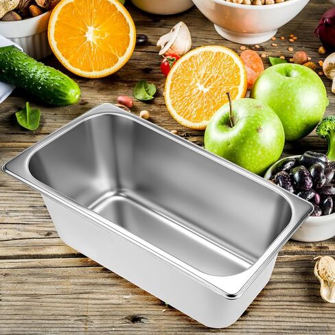 Qwork Stains Stains Hotel Pan Set-1/3 حجم ، مقالي ببخار عمق 6 بوصات ، 5 بوصات ، من الدرج التجاري ، صينية تقديم الطعام in Saudi Arabia