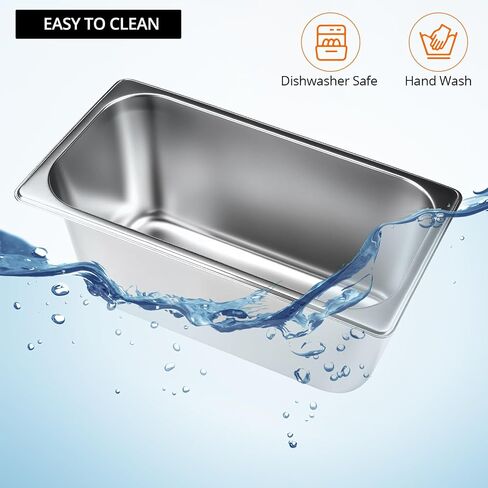 Qwork Stains Stains Hotel Pan Set-1/3 حجم ، مقالي ببخار عمق 6 بوصات ، 5 بوصات ، من الدرج التجاري ، صينية تقديم الطعام in Saudi Arabia