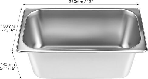 Qwork Stains Stains Hotel Pan Set-1/3 حجم ، مقالي ببخار عمق 6 بوصات ، 5 بوصات ، من الدرج التجاري ، صينية تقديم الطعام in Saudi Arabia