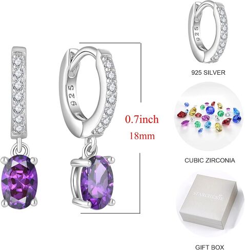 Starchenie Hoop Dangle Earrings 925 Sterling Silver Small Huggie أقراط للنساء مجوهرات الأحجار الكريمة in Saudi Arabia
