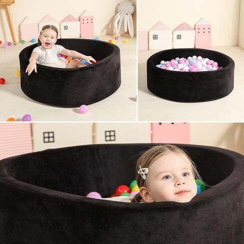 TRENDBOX Detachable Memory Foam Ball Pit for Baby Toddler Soft Round Ball Pool - Grey in Kuwait