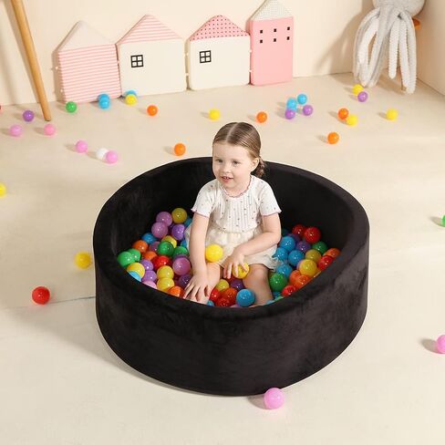 TRENDBOX Detachable Memory Foam Ball Pit for Baby Toddler Soft Round Ball Pool - Grey in Kuwait