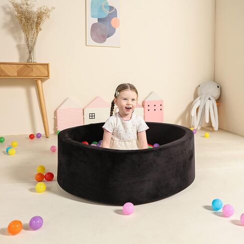 TRENDBOX Detachable Memory Foam Ball Pit for Baby Toddler Soft Round Ball Pool - Grey in Kuwait