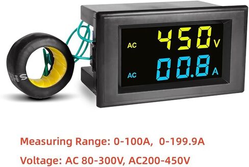 D85-2042AG AC Voltage and Current Meter Digital Display Dual LCD Color 220V 380V 100A 200A 1Pcs(0-100A,AC80-300V) in Saudi Arabia