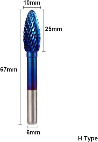 6x10mm Tungsten Carbide Burss Super Blue Cut Double Drotary File 1PCs (1PC H Type) in Saudi Arabia