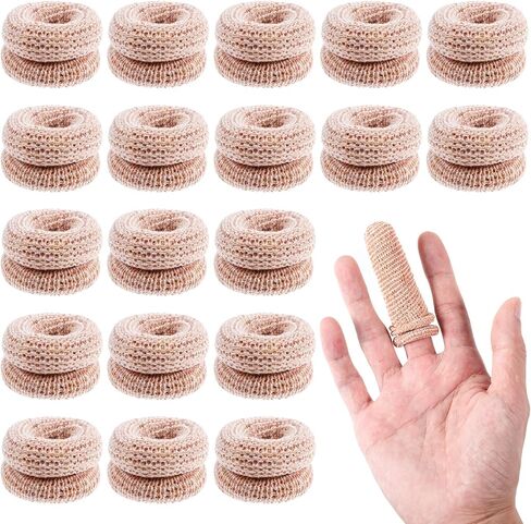 20Pcs Fingertip Bandages, Cotton Finger Cots, Breathable Elastic Finger Gloves, Reusable Thumb Gloves Protectors Dressing Gauze Skin Color Bandages for Garden Kitchen Sculpture Thumb Sprains in Kuwait
