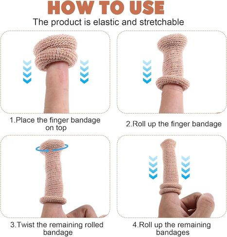 20Pcs Fingertip Bandages, Cotton Finger Cots, Breathable Elastic Finger Gloves, Reusable Thumb Gloves Protectors Dressing Gauze Skin Color Bandages for Garden Kitchen Sculpture Thumb Sprains in Kuwait