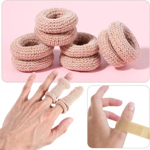 20Pcs Fingertip Bandages, Cotton Finger Cots, Breathable Elastic Finger Gloves, Reusable Thumb Gloves Protectors Dressing Gauze Skin Color Bandages for Garden Kitchen Sculpture Thumb Sprains in Kuwait