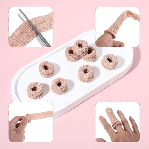 20Pcs Fingertip Bandages, Cotton Finger Cots, Breathable Elastic Finger Gloves, Reusable Thumb Gloves Protectors Dressing Gauze Skin Color Bandages for Garden Kitchen Sculpture Thumb Sprains in Kuwait