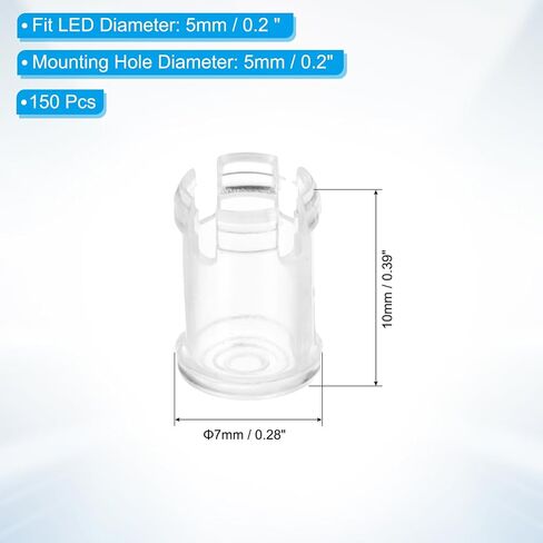 PATIKIL 5mm Clear Light-Emitting Diode Holder Clip, 60 Pack LED Lamp Socket Bulb Cap Protective Cover for Bezel Mount Panel Display, Transparent in Saudi Arabia