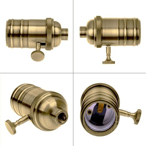 E26 E27 American Standard Lamp Holder with Rotary Switch - Pure Copper and Retro Aluminum Lamp Base for Bar, Restaurant, and Casual Style Décor in Saudi Arabia