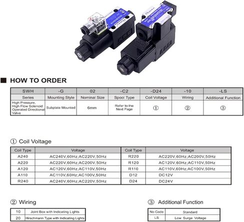 SWH-G02-B2-D24-20 ملفات لولبية تعمل بالملفات اللولبية تعمل SWH-G02-B3/C2B/C3B/C4B/C6B/C8B/B2S-AC220/R110/DC12-20/10 1PCs (SWH-G02-B2S-10 ، AC110V) in Saudi Arabia