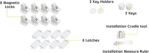 Child Safety Magnetic Cabinet Locks - vmaisi 4 Pack Adhesive Baby Proofing Cabinets & Drawers Latches in Saudi Arabia