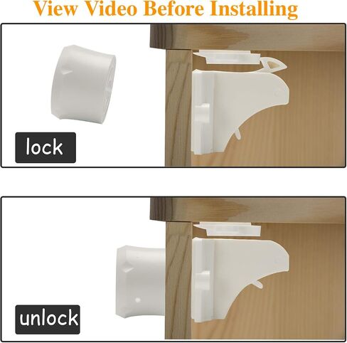 Child Safety Magnetic Cabinet Locks - vmaisi 4 Pack Adhesive Baby Proofing Cabinets & Drawers Latches in Saudi Arabia