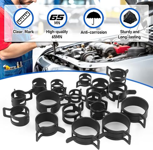Toolwiz 120pcs 7-22mm النطاق الزنبركية خرطوم المشبك تشكيلة مع كماشة مشبك دوار ، مشابك خرطوم المبرد المستمر في التوتر ، مقاطع خرطوم أسود لخط الوقود ، خرطوم فراغ السيليكون ، أنبوب الهواء ، أنبوب الماء in Kuwait