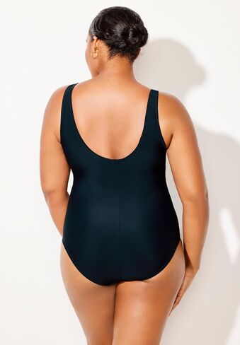 Swimsuits For All Women's Plus Size Scoop Neck Tummy Control Chlorine Resistant Tank One Piece Swimsuit in Kuwait