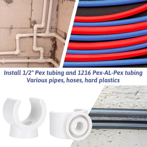 50 حزمة 1/2 بوصة PEX مقاطع ، حامل أنابيب أنابيب 16 مم ، شماعات دعم أنابيب PEX بلاستيكية U-Hook in Saudi Arabia