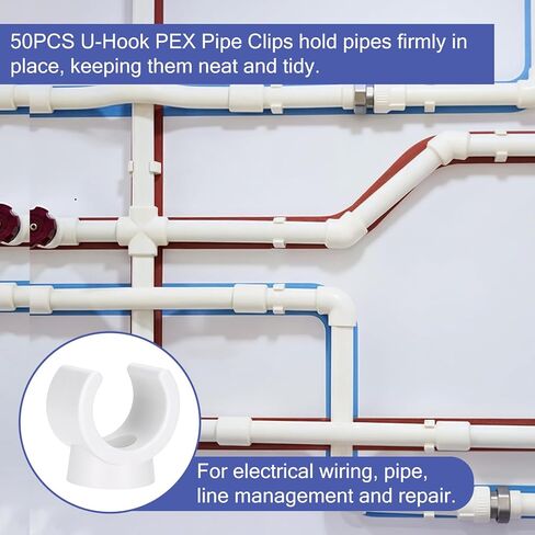50 حزمة 1/2 بوصة PEX مقاطع ، حامل أنابيب أنابيب 16 مم ، شماعات دعم أنابيب PEX بلاستيكية U-Hook in Saudi Arabia