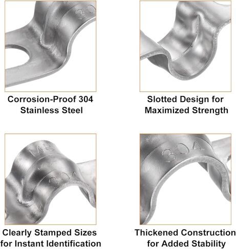 Harfington 10pcs 1 5/8 بوصة 42 ملم المشابك القناة ، M42 U مشبك أنبوب أنبوب ، حزام أنبوب صلب من الفولاذ المقاوم للصدأ ، قوس على شكل u مع ثقب سلك خرطوم أنبوب ، سميكة in Kuwait