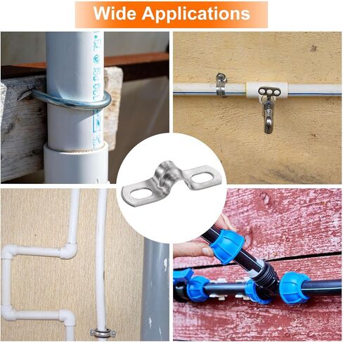 Harfington 10pcs 1 5/8 بوصة 42 ملم المشابك القناة ، M42 U مشبك أنبوب أنبوب ، حزام أنبوب صلب من الفولاذ المقاوم للصدأ ، قوس على شكل u مع ثقب سلك خرطوم أنبوب ، سميكة in Kuwait