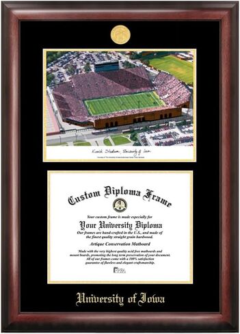 Campus Images University of Iowa Kinnick Stadium Gold Embossed Diploma Frame Lithograph in Saudi Arabia