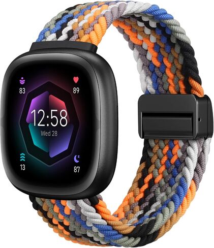 Fintie Magnetic Redived Stefty Band متوافق مع Fitbit Versa 4 3 / Sense 2 1 ، نطاقات معصم حزام بديل نايلون نايلون المنسوجة in Saudi Arabia