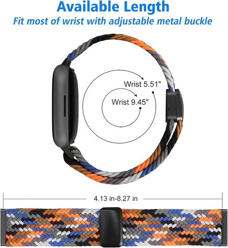 Fintie Magnetic Redived Stefty Band متوافق مع Fitbit Versa 4 3 / Sense 2 1 ، نطاقات معصم حزام بديل نايلون نايلون المنسوجة in Saudi Arabia