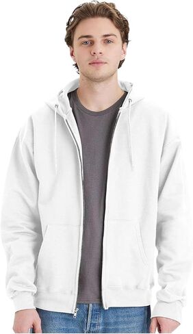 Hanes Ultimate Cotton Full-Zip Hoodie Sweatshirt F280-Usisex ثقيل الوزن 90/10 من القطن بولي ، ملصق عنق خالي من العلامة in Saudi Arabia